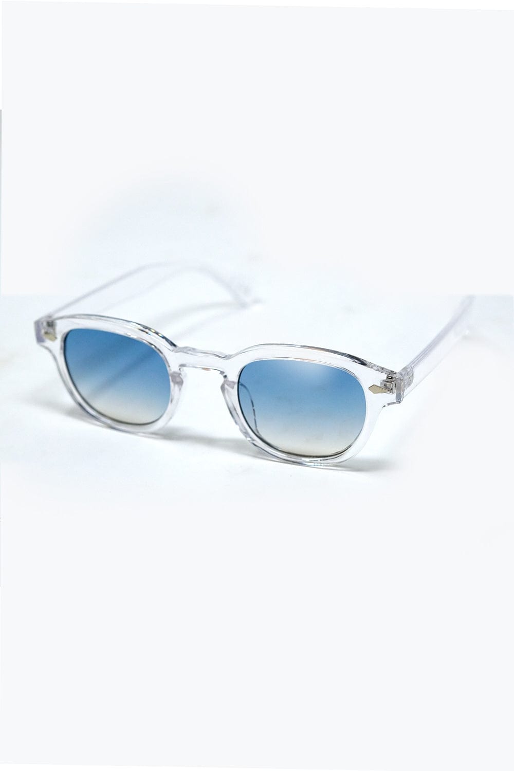 Q2 Women's Sunglasses One Size / Blue Clear Round Sunglasses With Blue Gradient Lense