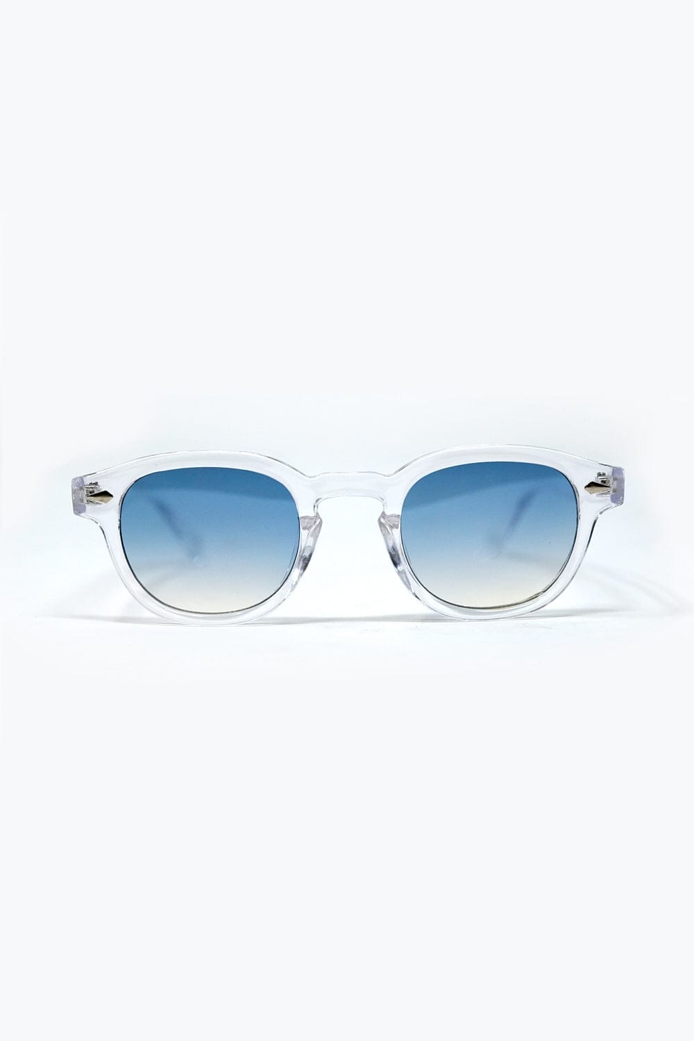 Q2 Women's Sunglasses One Size / Blue Clear Round Sunglasses With Blue Gradient Lense