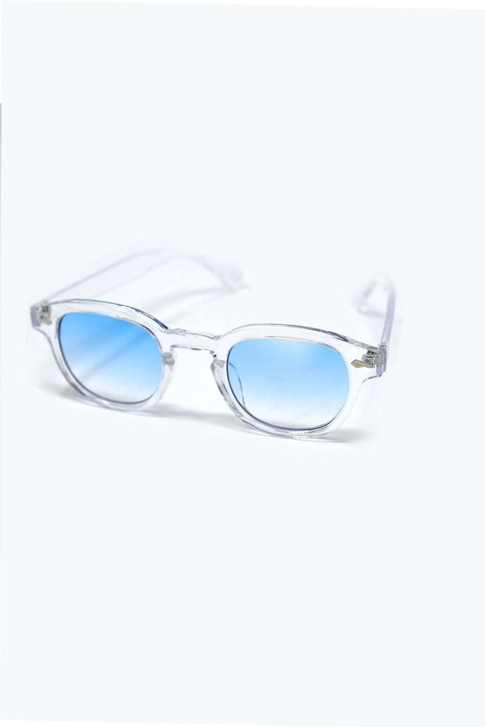 Q2 Women's Sunglasses One Size / Blue Clear Round Sunglasses With Light Blue Gradient Lense