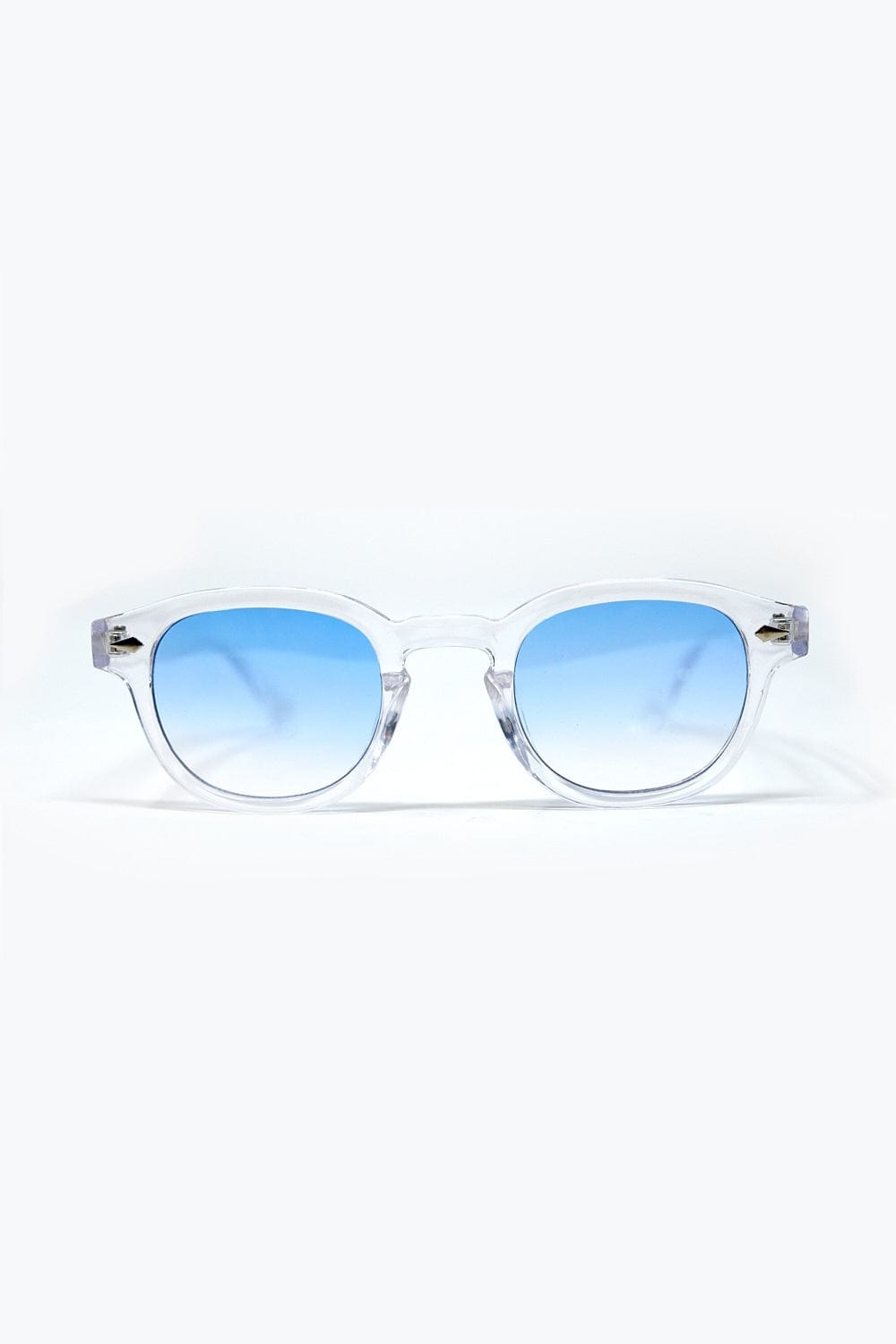 Q2 Women's Sunglasses One Size / Blue Clear Round Sunglasses With Light Blue Gradient Lense