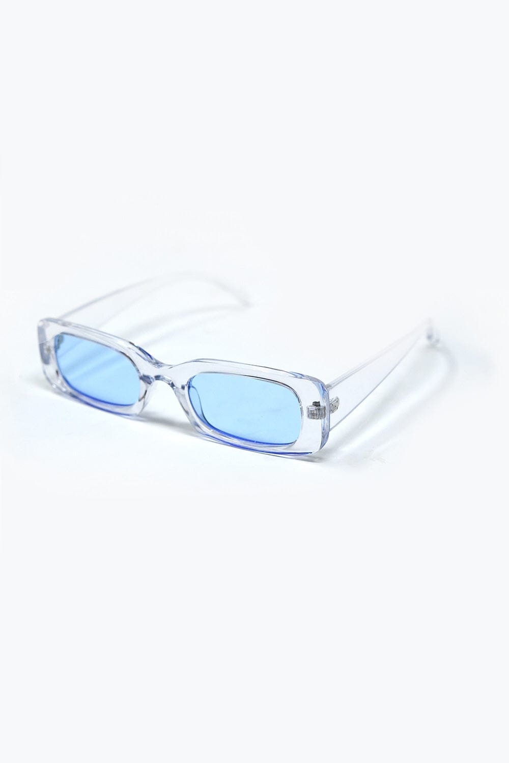 Q2 Women's Sunglasses One Size / Blue Rectangular Transparent Sunglasses With Blue Smoke Lenses