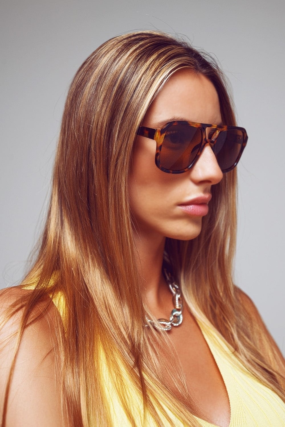 Q2 Women's Sunglasses One Size / Brown 70´S Aviator Sunglasses In Tortoise Shell