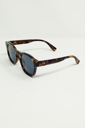 Q2 Women's Sunglasses One Size / Brown 90'S Round Sunglasses With Black Lenses And Dark Brown Toroise Shell Frame