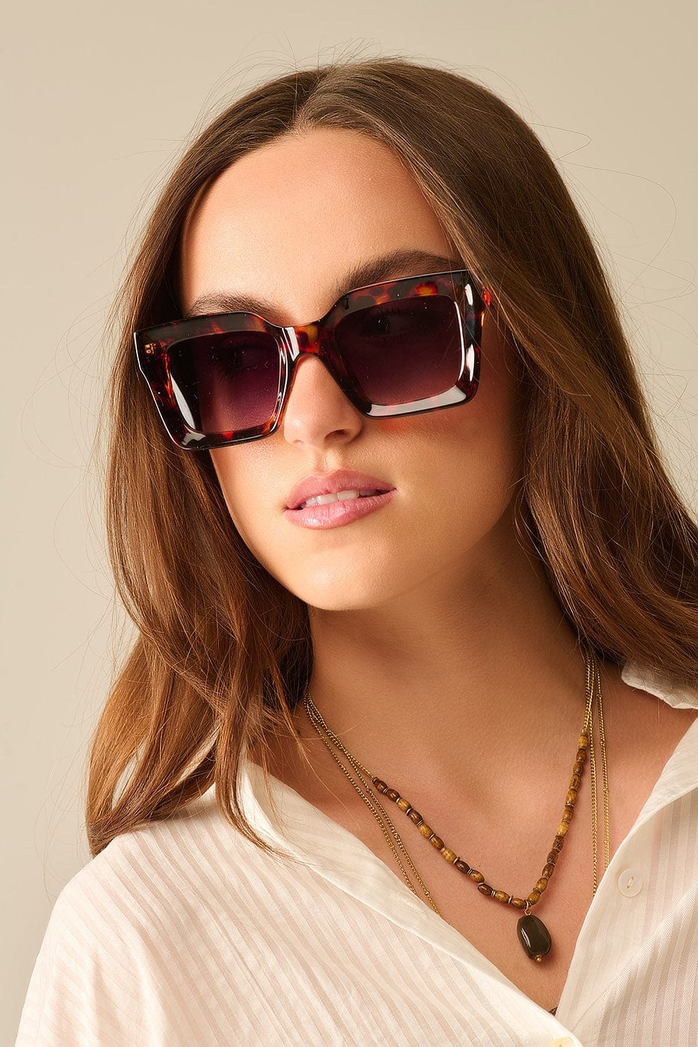 Q2 Women's Sunglasses One Size / Brown 90S Squared Sunglasses In Brown