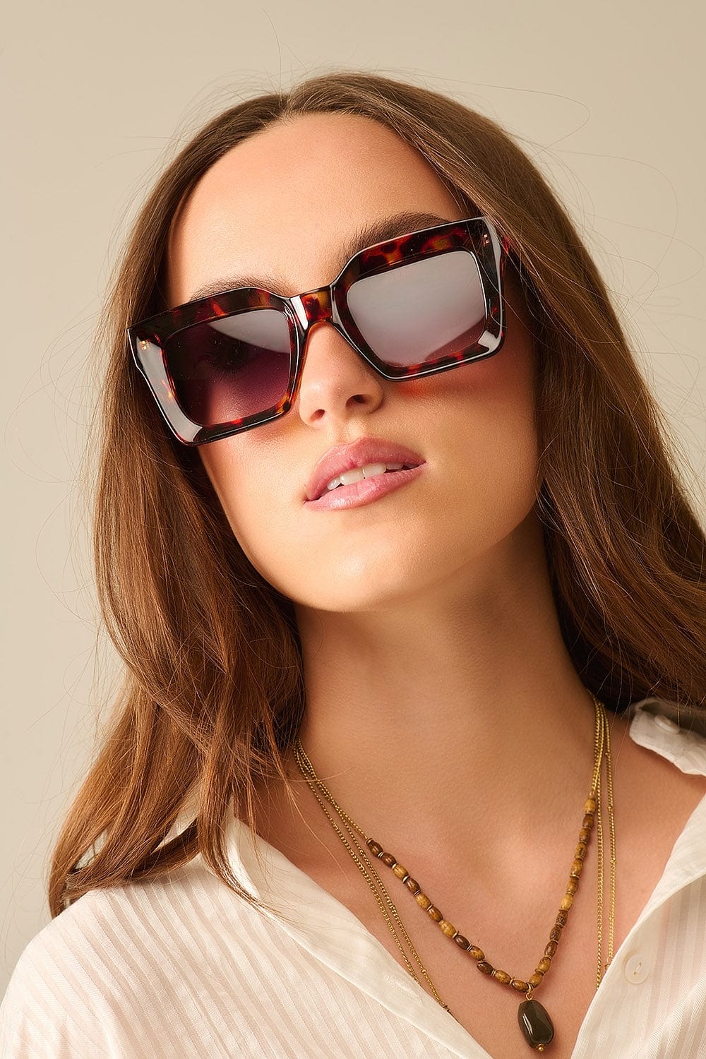 Q2 Women's Sunglasses One Size / Brown 90S Squared Sunglasses In Brown