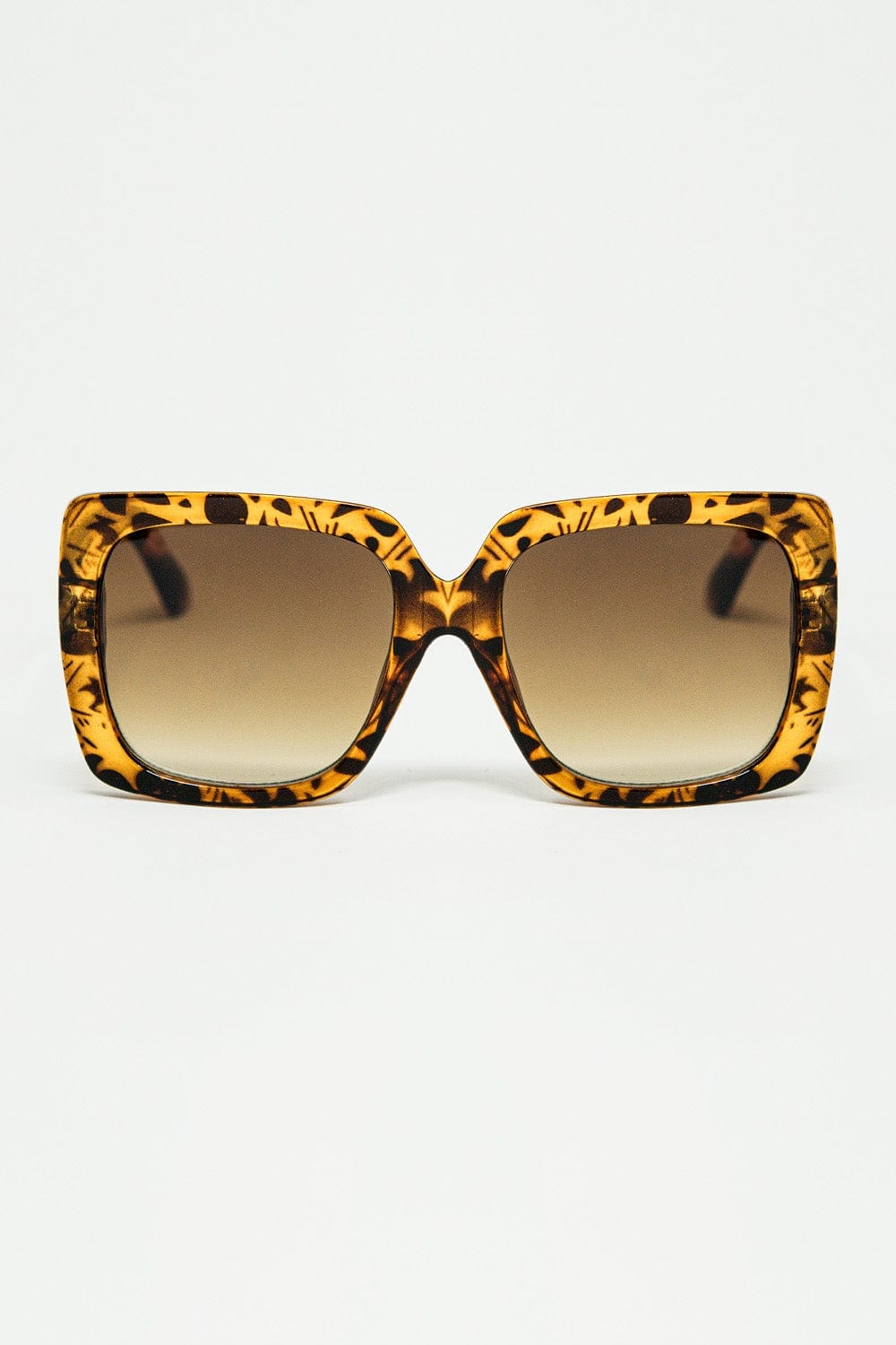 Q2 Women's Sunglasses One Size / Brown Animal Print Square Frame Sunglasses