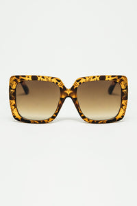 Q2 Women's Sunglasses One Size / Brown Animal Print Square Frame Sunglasses