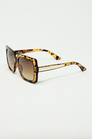 Q2 Women's Sunglasses One Size / Brown Animal Print Square Frame Sunglasses