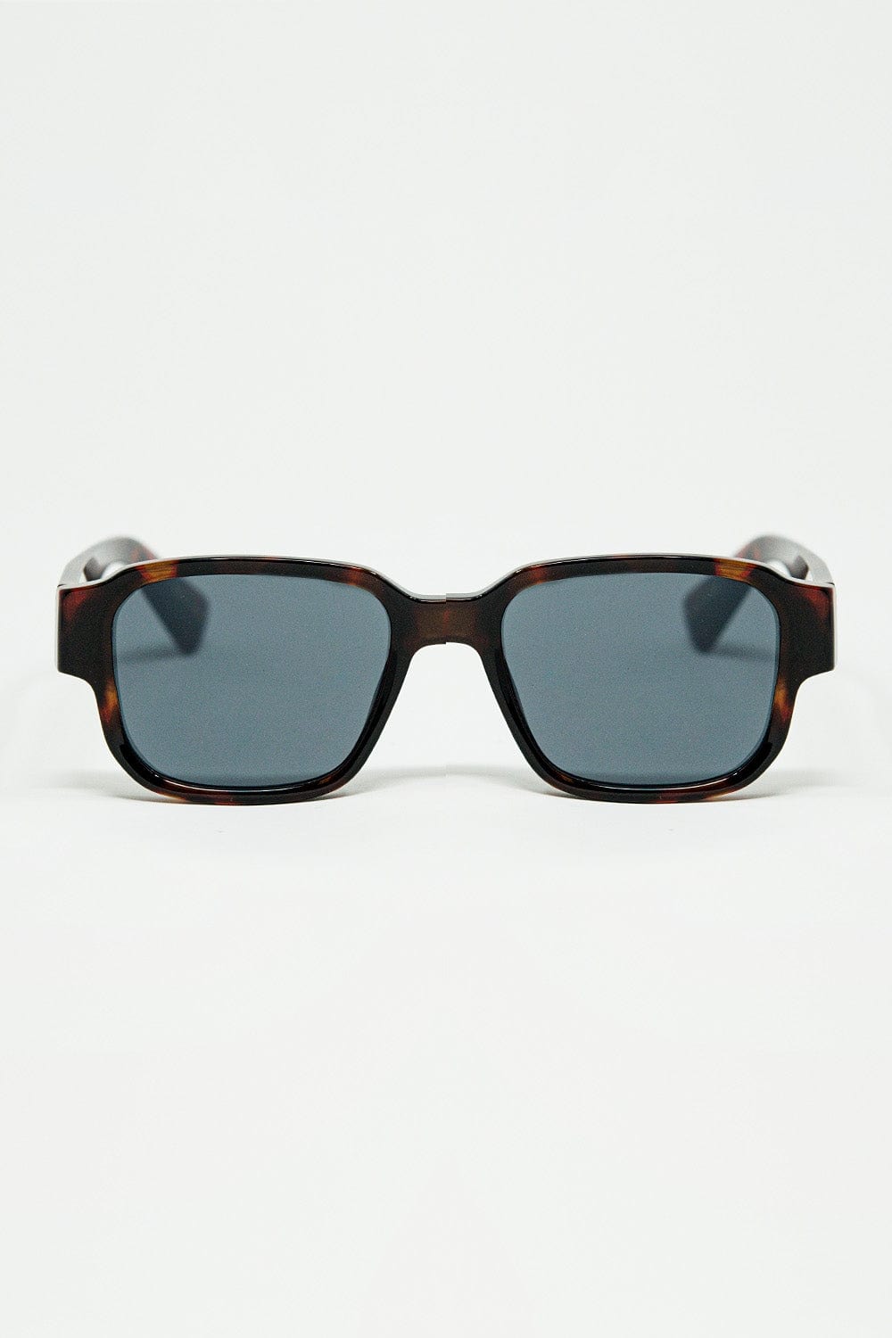Q2 Women's Sunglasses One Size / Brown Brown Chunky Square Sunglasses In Crystal Grey