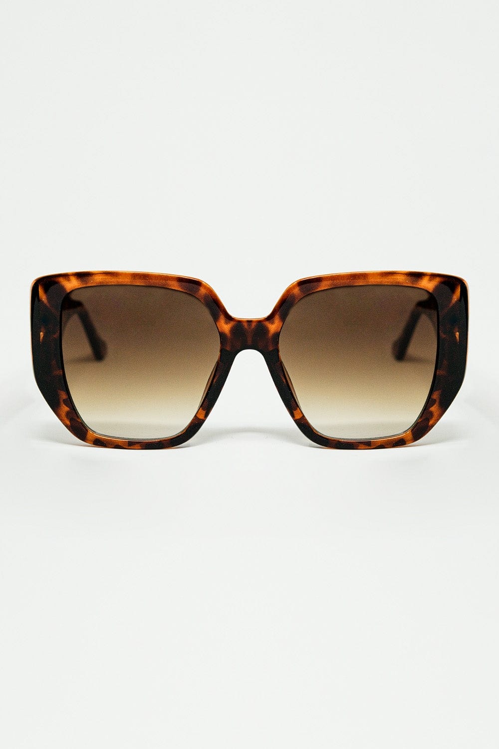 Q2 Women's Sunglasses One Size / Brown Brown Pin-Up Style Sunglasses With Geometric Design And Cat Eyes