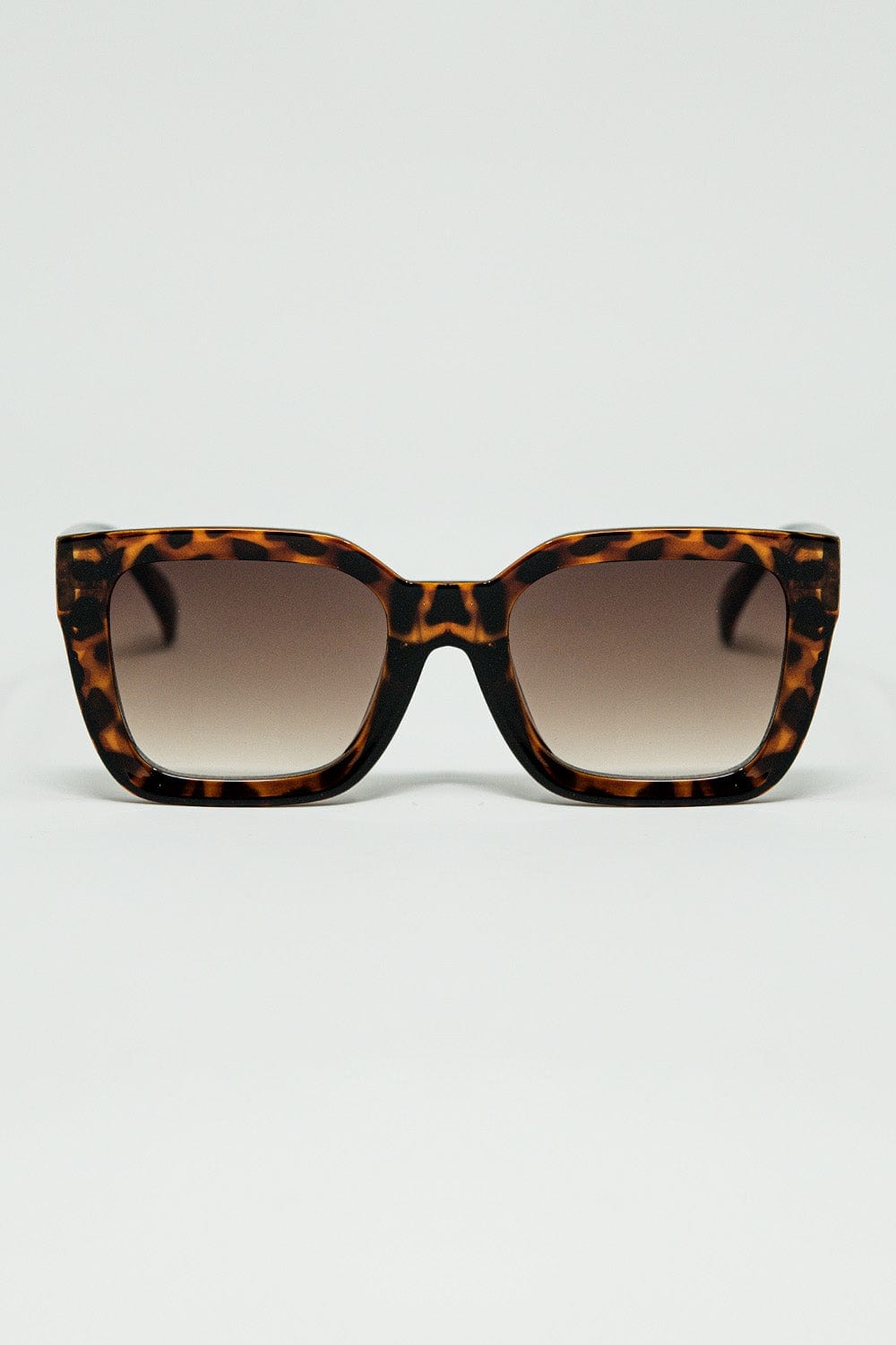 Q2 Women's Sunglasses One Size / Brown Brown Square Sunglasses With Animal Print