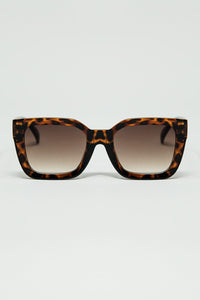 Q2 Women's Sunglasses One Size / Brown Brown Square Sunglasses With Animal Print