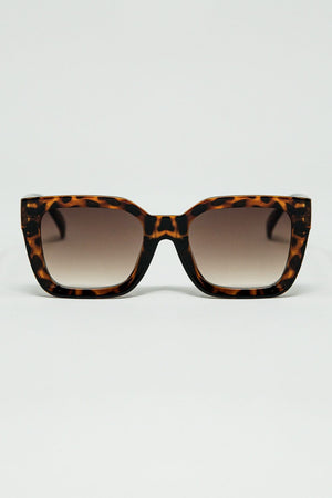 Q2 Women's Sunglasses One Size / Brown Brown Square Sunglasses With Animal Print