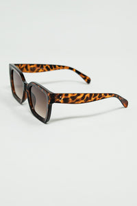 Q2 Women's Sunglasses One Size / Brown Brown Square Sunglasses With Animal Print