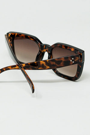 Q2 Women's Sunglasses One Size / Brown Brown Square Sunglasses With Animal Print