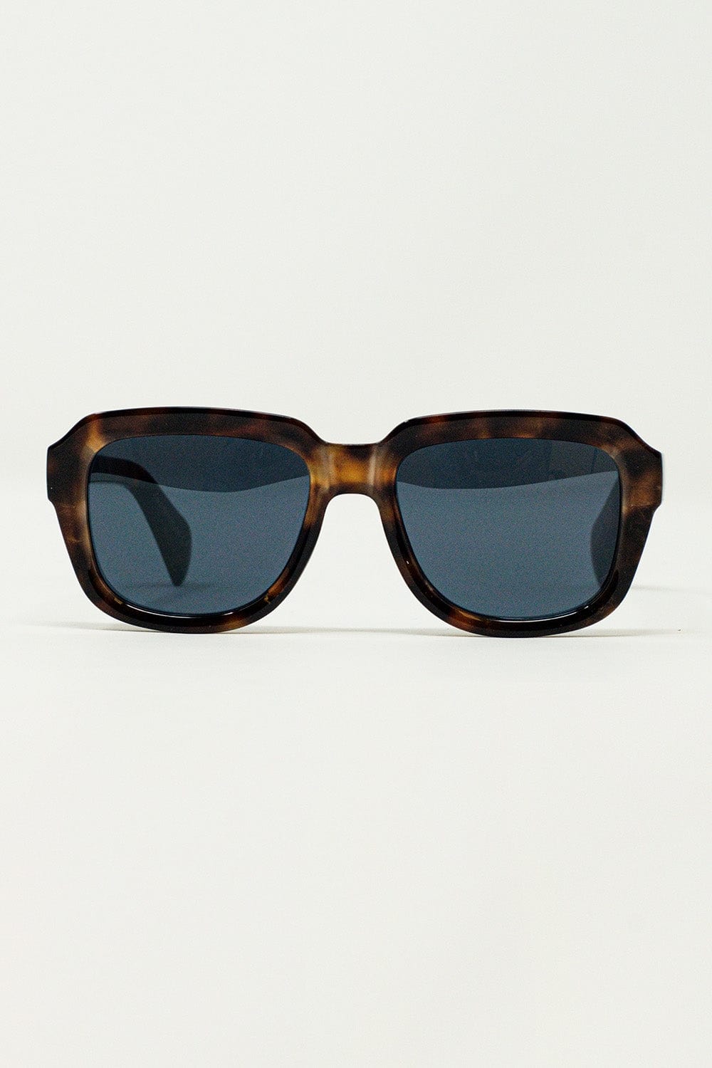 Q2 Women's Sunglasses One Size / Brown Chunky Square Sunglasses With  Dark Brown Tortoise Shell Frame
