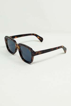 Q2 Women's Sunglasses One Size / Brown Chunky Square Sunglasses With  Dark Brown Tortoise Shell Frame