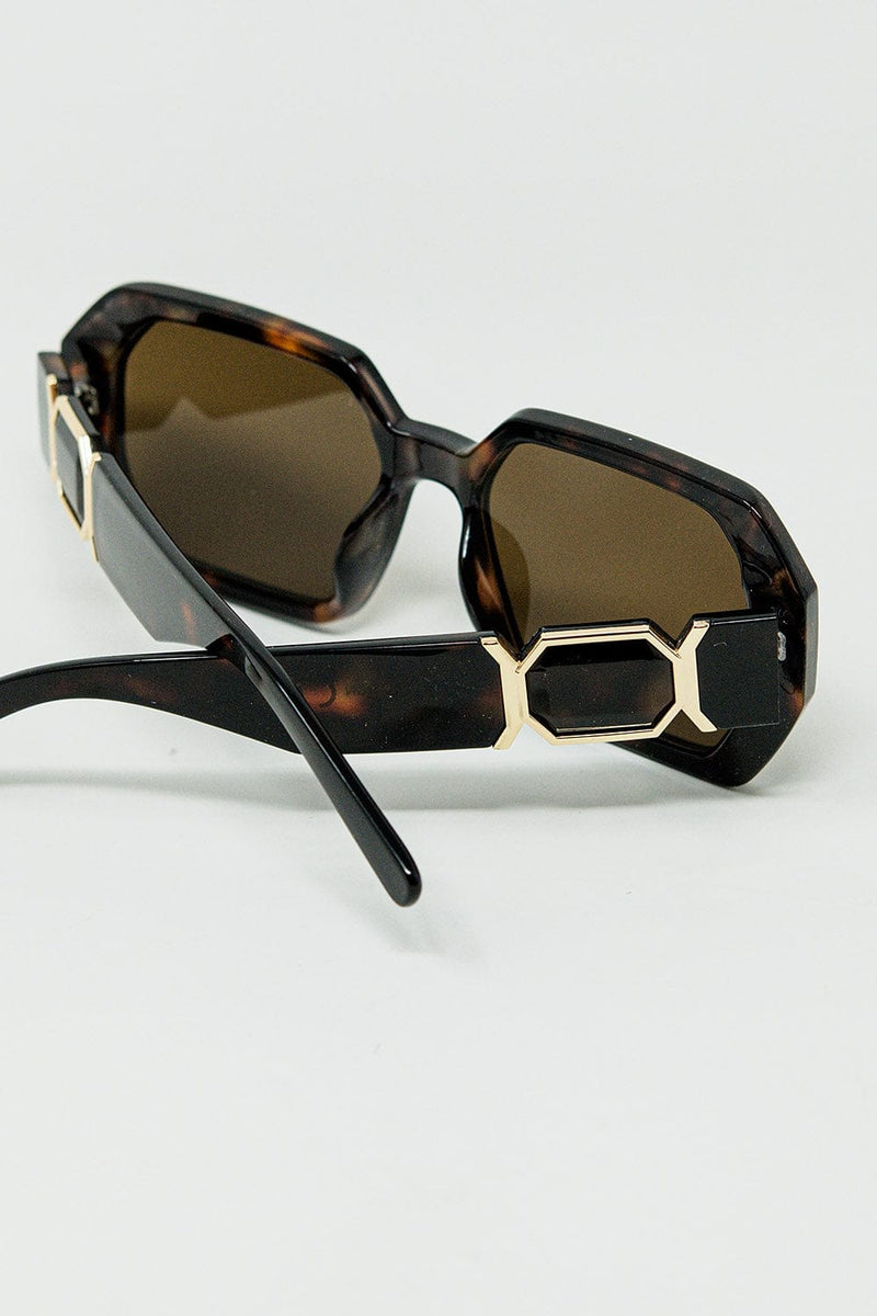 Q2 Women's Sunglasses One Size / Brown Diamond-Shaped Sunglasses In Ember With Tinted Lenses In Tortoise Shell