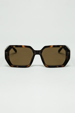 Q2 Women's Sunglasses One Size / Brown Diamond-Shaped Sunglasses In Ember With Tinted Lenses In Tortoise Shell