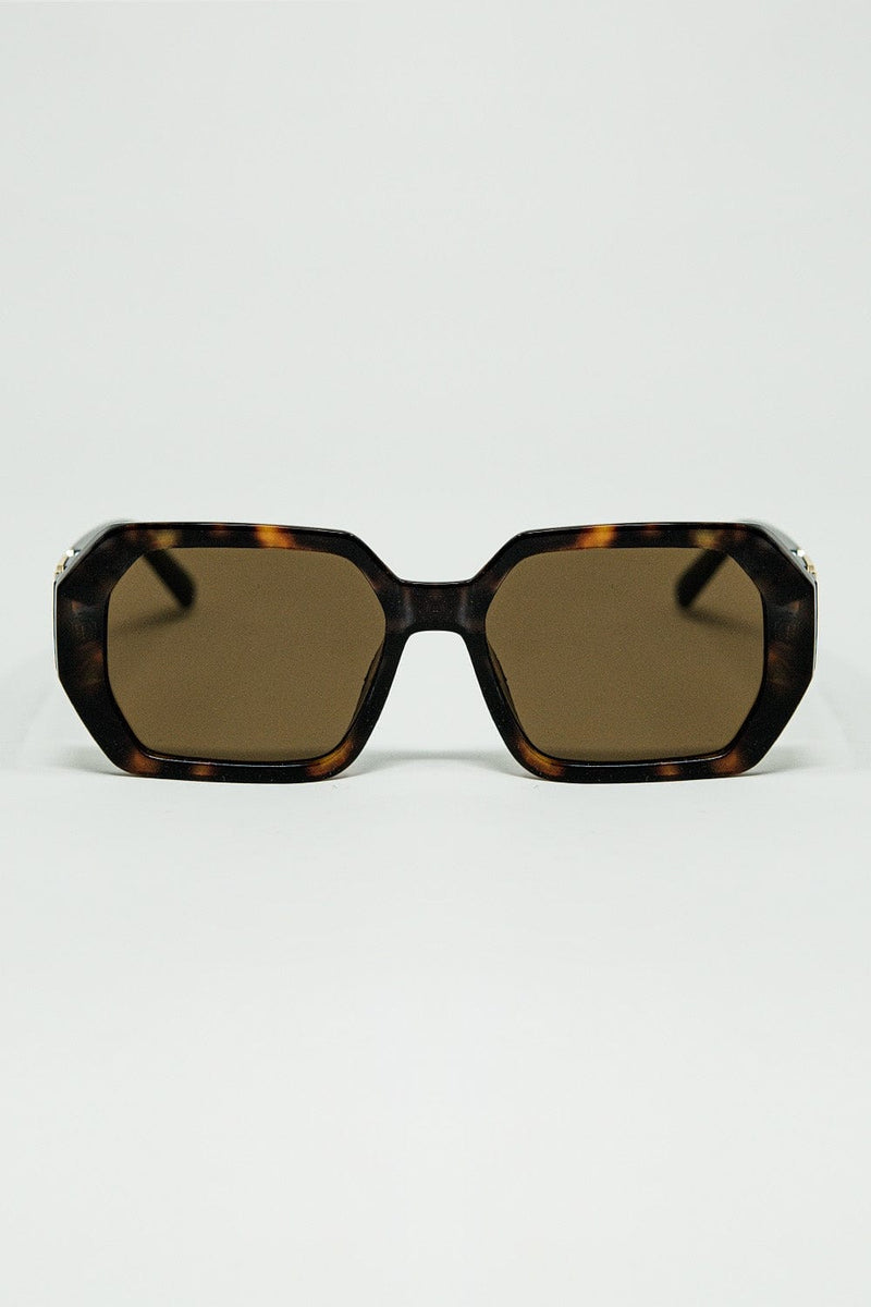 Q2 Women's Sunglasses One Size / Brown Diamond-Shaped Sunglasses In Ember With Tinted Lenses In Tortoise Shell