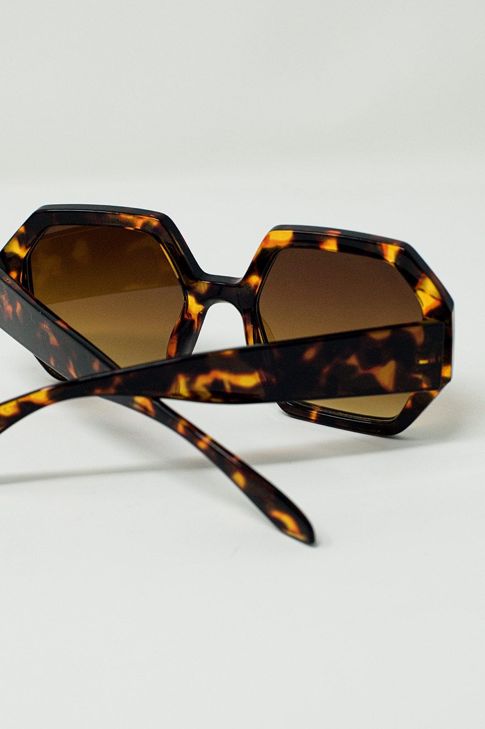 Q2 Women's Sunglasses One Size / Brown Hexagonal Oversized Sunglasses In Dark Tortoiseshell