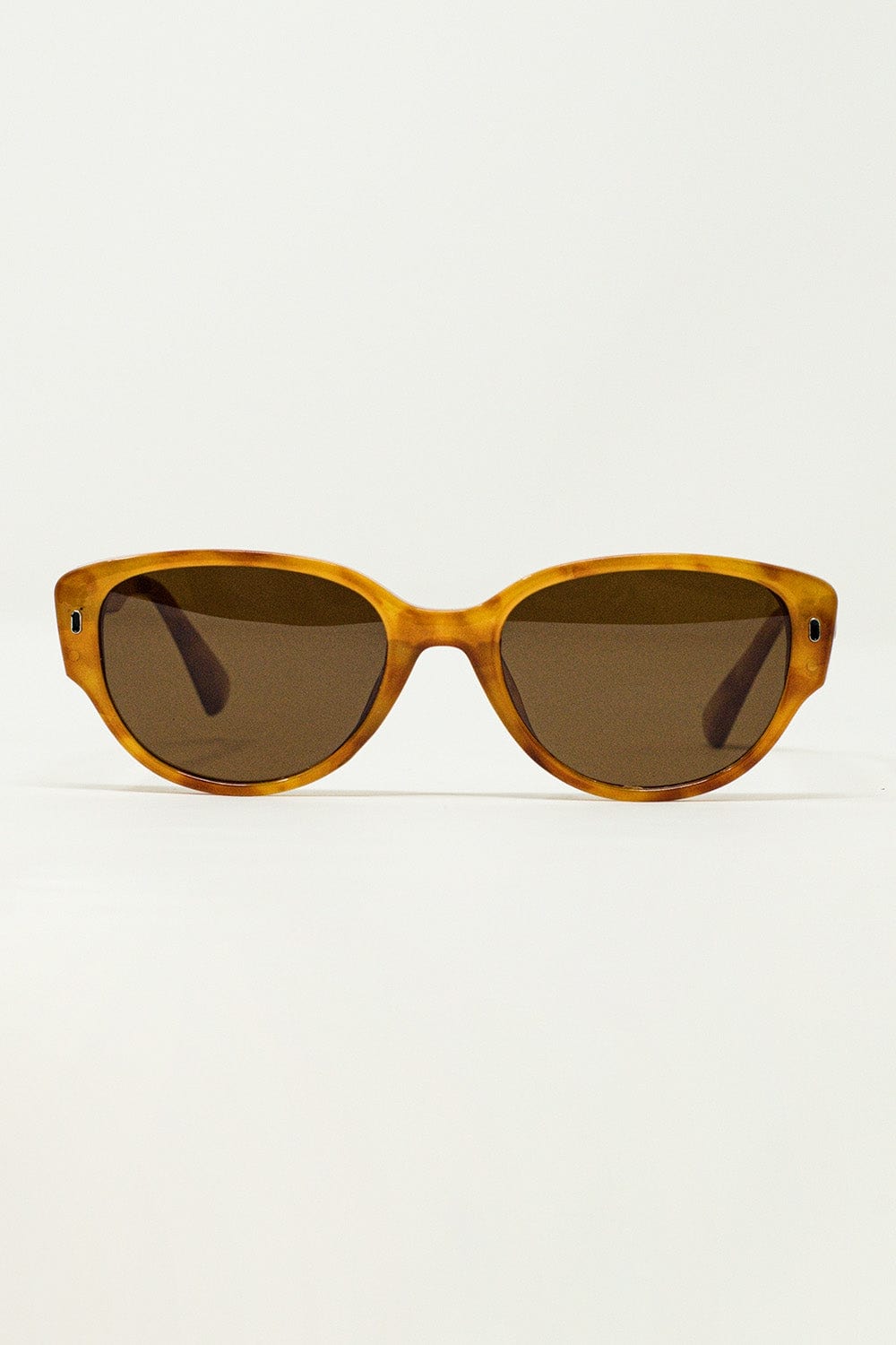 Q2 Women's Sunglasses One Size / Brown Oval Sunglasses In Light Yellowish Tortoise Shell