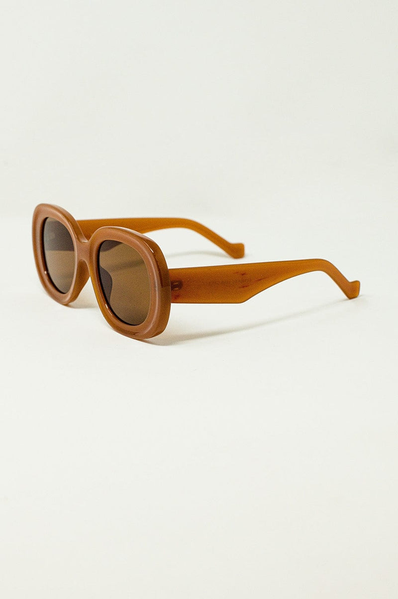 Q2 Women's Sunglasses One Size / Brown Oversized Circular Sunglasses In Brown