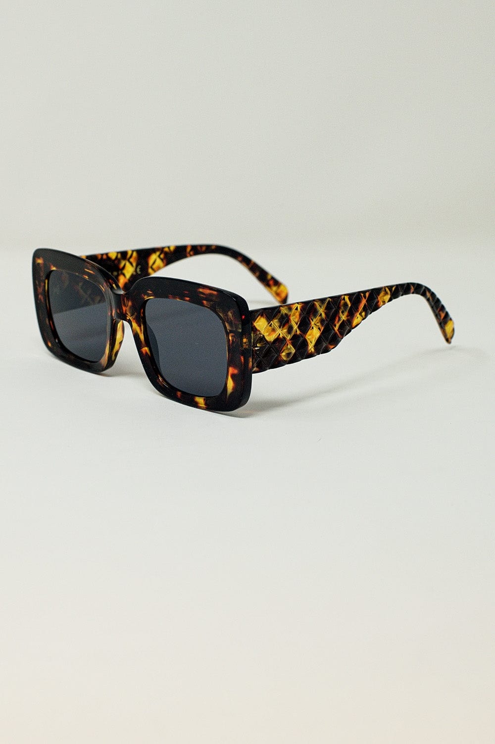 Q2 Women's Sunglasses One Size / Brown Oversized Rectangular Sunglasses In Vintage Tortoise Shell