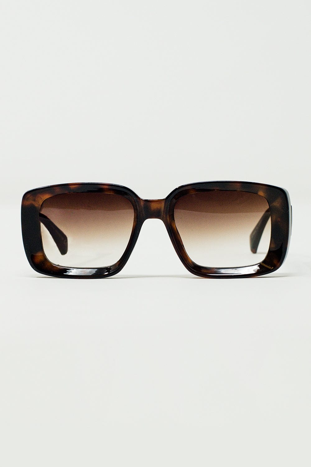 Q2 Women's Sunglasses One Size / Brown Oversized Rectangular Sunglasses With Wide Frame In Brown