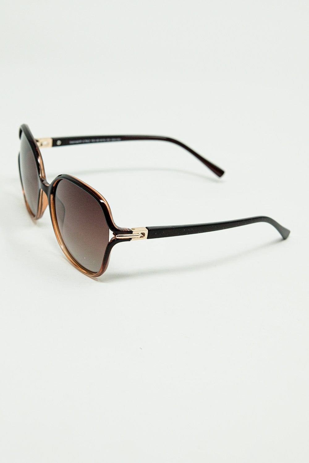 Q2 Women's Sunglasses One Size / Brown Round Sunglasses In Caramel Color With Gold Metal Detail
