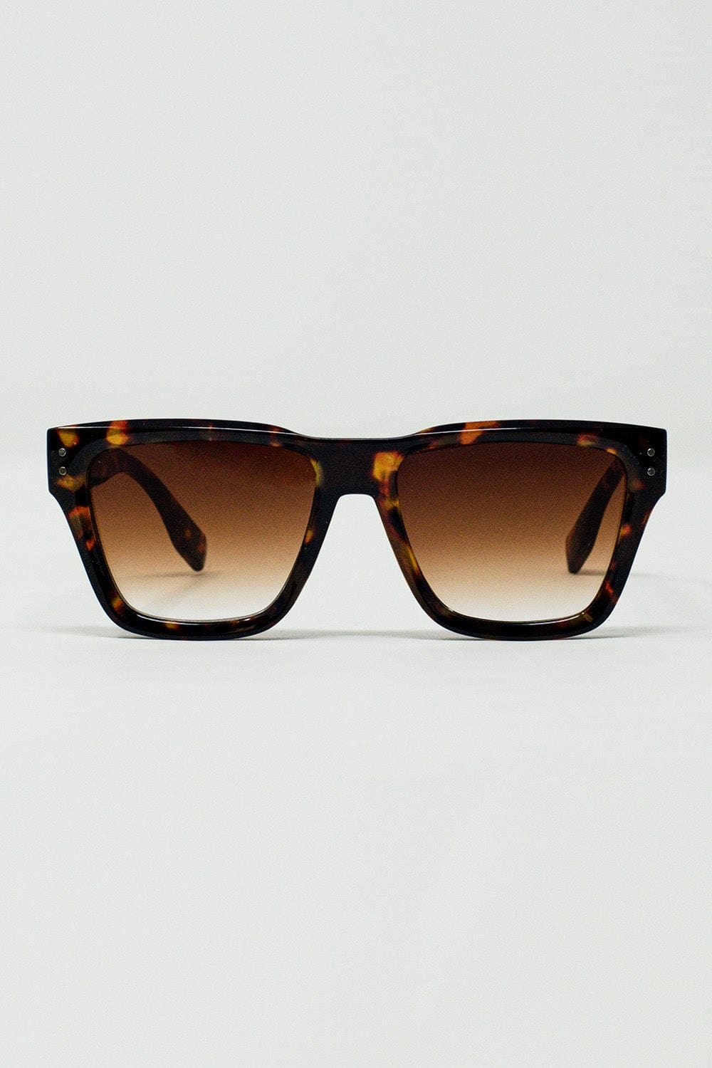 Q2 Women's Sunglasses One Size / Brown Square Chunky Sunglasses In Tortoise Shell With Degrade Lenses