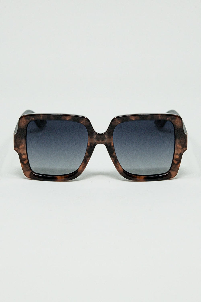 Q2 Women's Sunglasses One Size / Brown Sunglasses With A Brown Print Frame And Black Temples