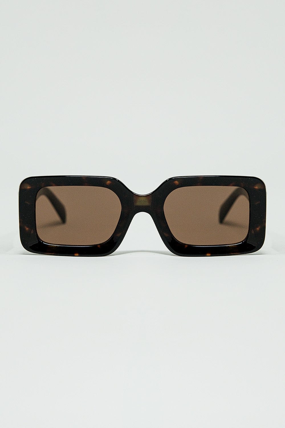 Q2 Women's Sunglasses One Size / Green Brown Square Sunglasses With Green Animal Print On The Side