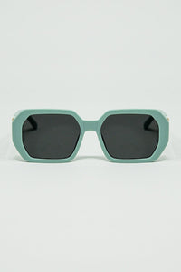 Q2 Women's Sunglasses One Size / Green Diamond-Shaped Sunglasses With Light Emerald Lenses