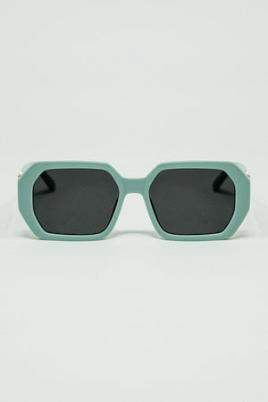 Q2 Women's Sunglasses One Size / Green Diamond-Shaped Sunglasses With Light Emerald Lenses