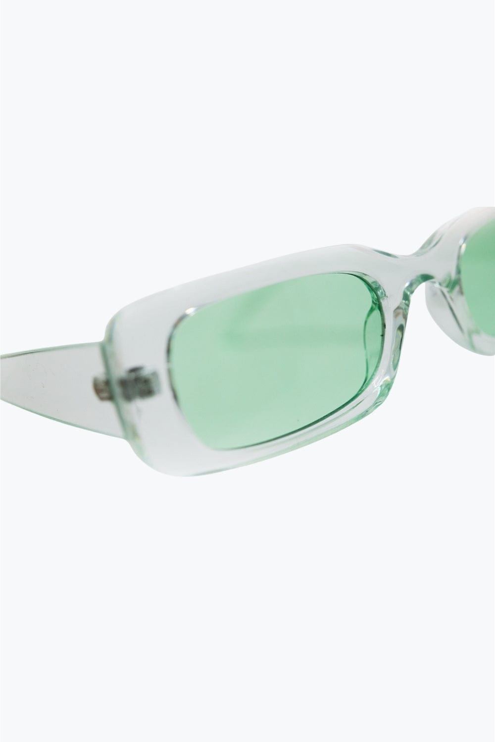 Q2 Women's Sunglasses One Size / Green Rectangular Green Transparent Sunglasses With Green Smoke Lenses
