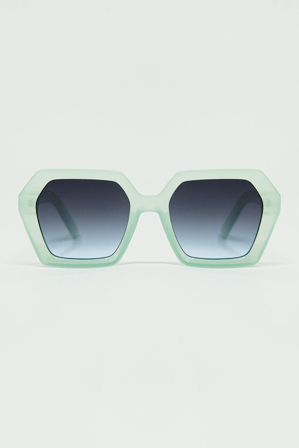 Q2 Women's Sunglasses One Size / Green Squared Green Aqua Color Mirage Sunglasses