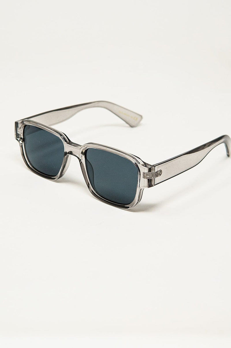 Q2 Women's Sunglasses One Size / Grey Chunky Square Sunglasses In Crystal Grey
