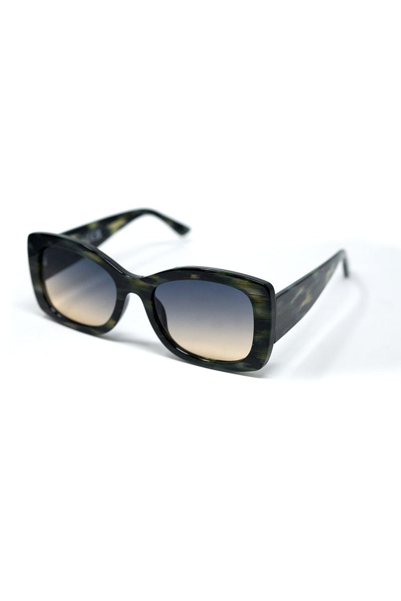 Q2 Women's Sunglasses One Size / Grey Green Tortoise Shell Oversized Oval Sunglasses In Acetate