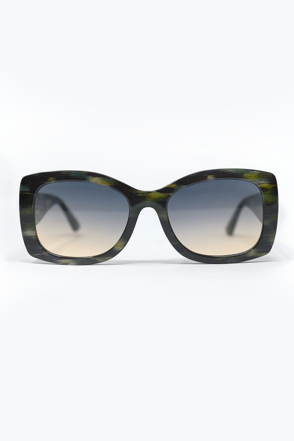 Q2 Women's Sunglasses One Size / Grey Green Tortoise Shell Oversized Oval Sunglasses In Acetate