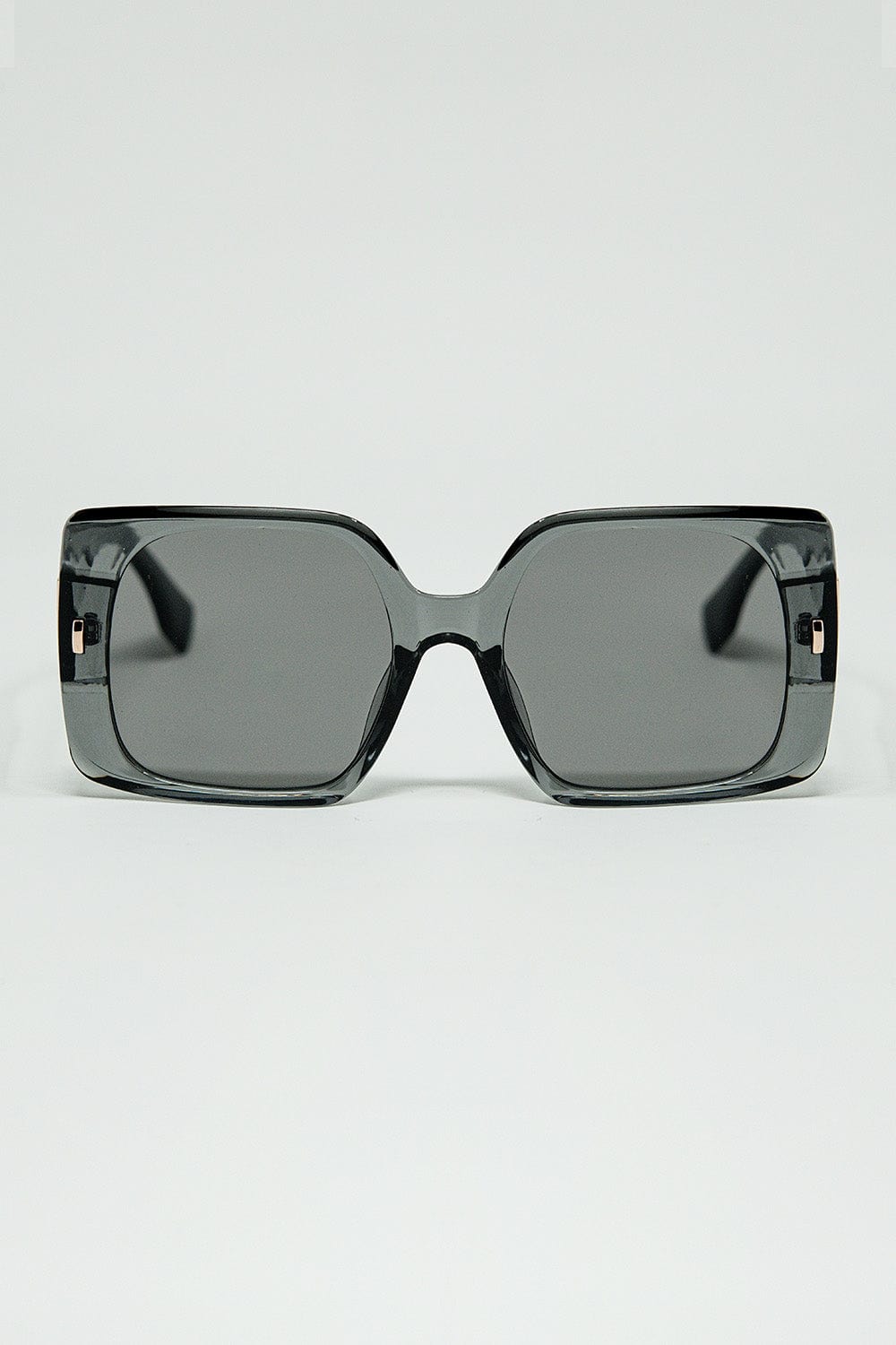 Q2 Women's Sunglasses One Size / Grey Grey Square Sunglasses With Gold Detail On The Side