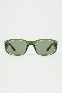 Q2 Women's Sunglasses One Size / Grey Oval Sunglasses With High Gloss Transparent Frames In Green