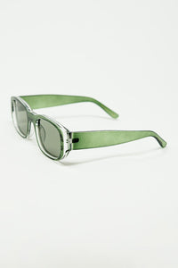 Q2 Women's Sunglasses One Size / Grey Oval Sunglasses With High Gloss Transparent Frames In Green