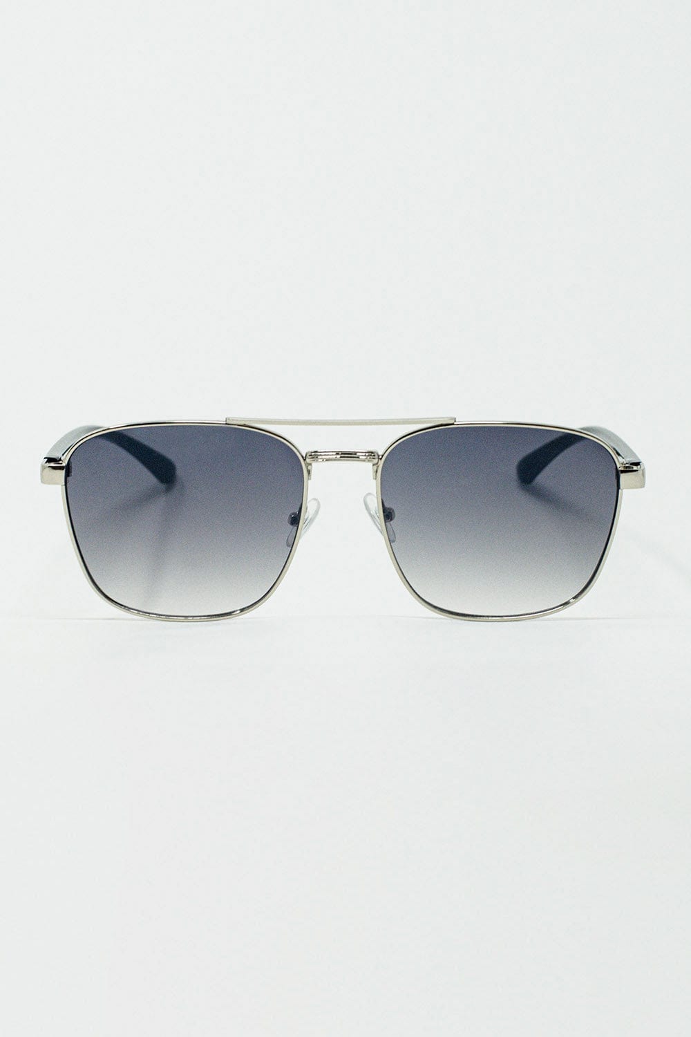 Q2 Women's Sunglasses One Size / Grey Squared Metal Sunglasses In Gray Smoke Lens