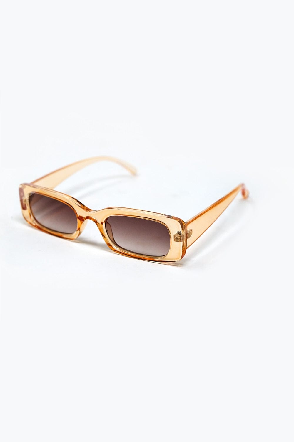 Q2 Women's Sunglasses One Size / Orange Rectangular Yellow Transparent Sunglasses With Brown Smoke Lenses