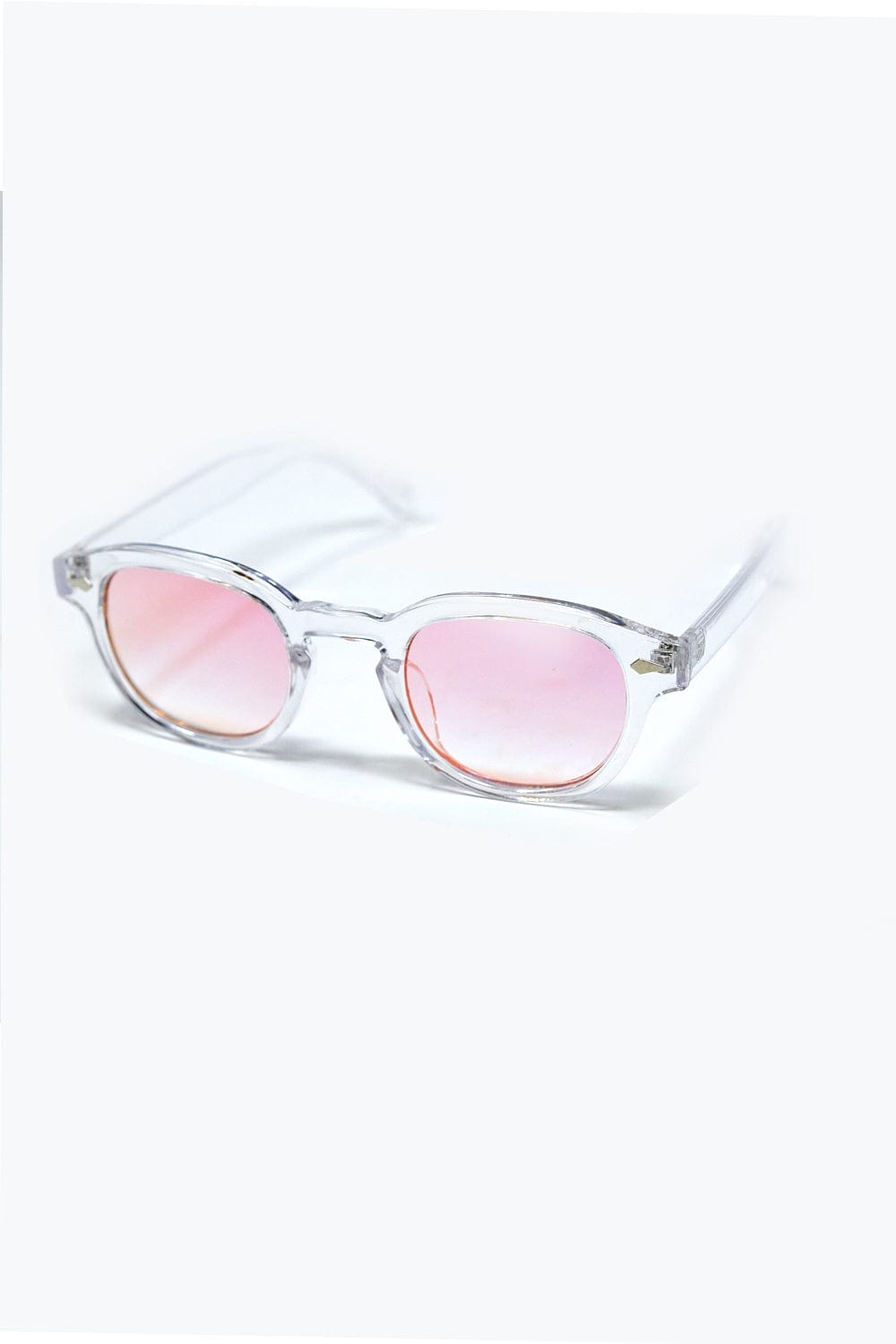 Q2 Women's Sunglasses One Size / Pink Clear Round Sunglasses With Babypink Gradient Lense