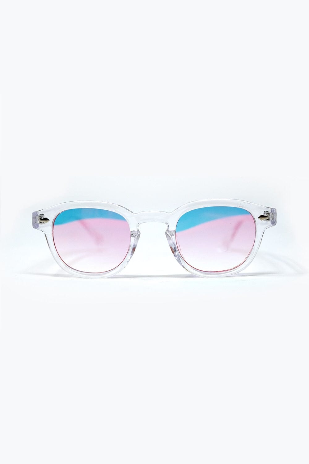 Q2 Women's Sunglasses One Size / Pink Clear Round Sunglasses With Babypink Gradient Lense