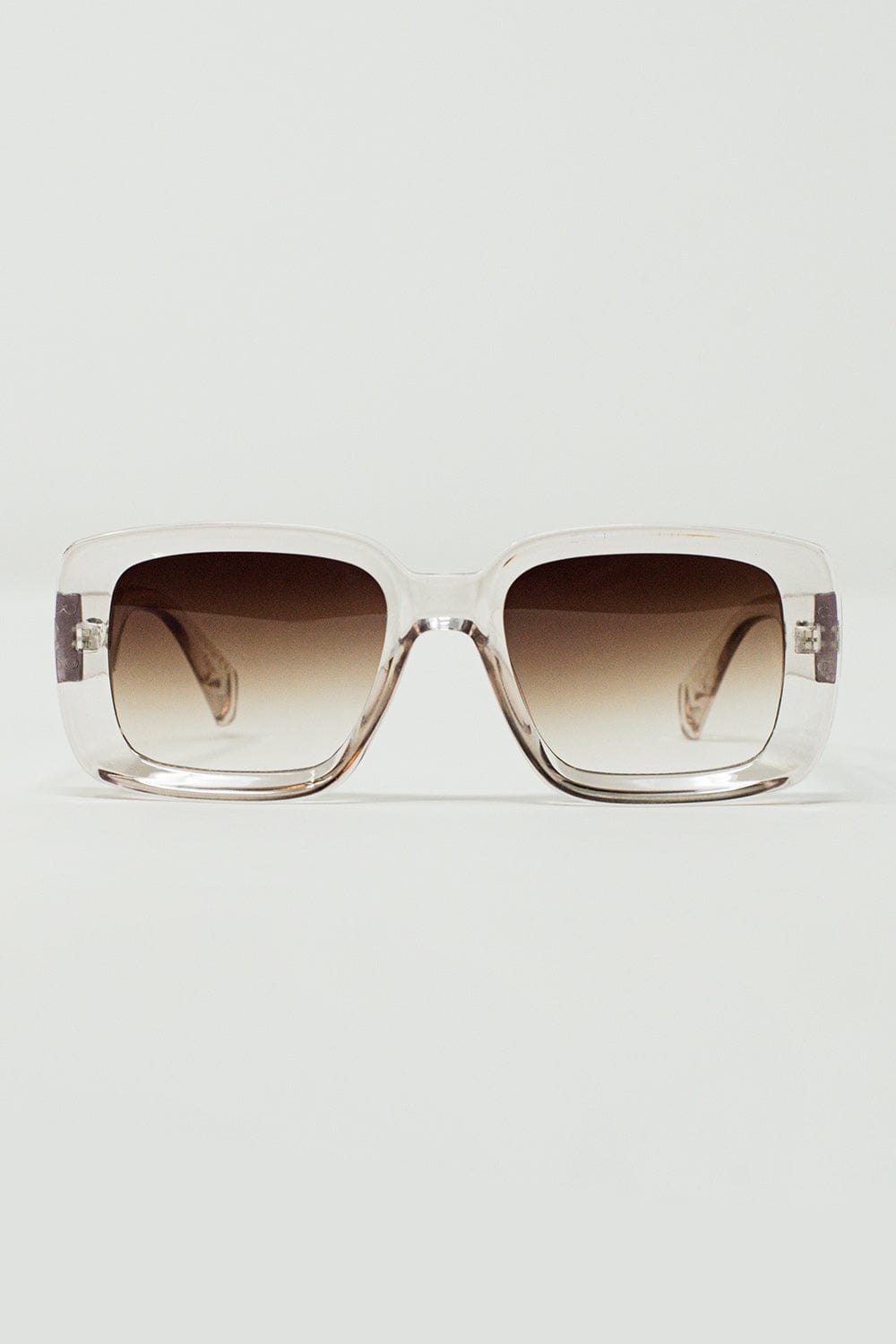 Q2 Women's Sunglasses One Size / Pink Oversized Rectangular Sunglasses In Transparent White
