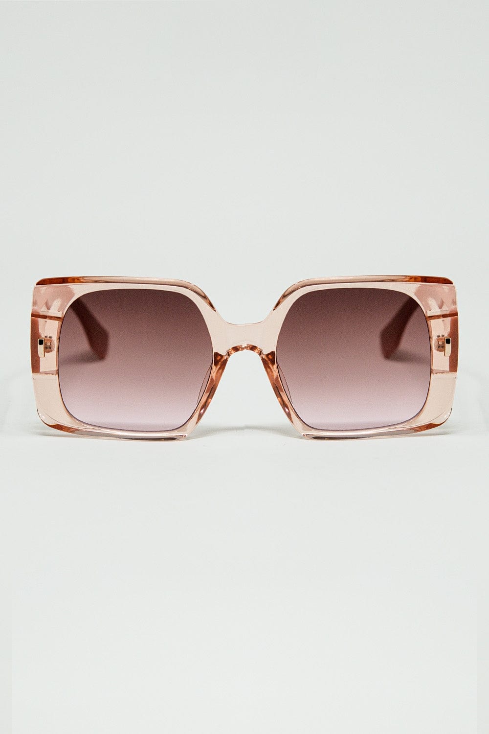 Q2 Women's Sunglasses One Size / Pink Pink Square Sunglasses With Gold Detail On The Side