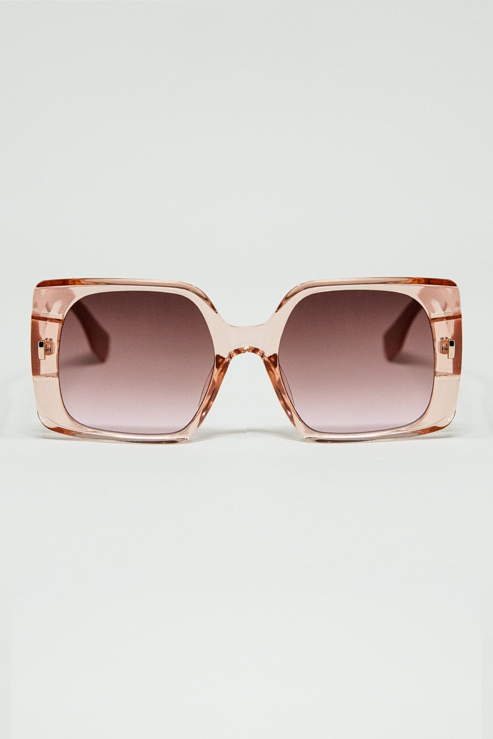 Q2 Women's Sunglasses One Size / Pink Pink Square Sunglasses With Gold Detail On The Side